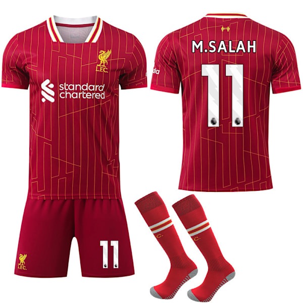 2024-2025 Liverpool Home Kids Adult Soccer Shirt With Socks No.11 M.SALAH 2024-2025 Liverpool Home Kids Adult Soccer Shirt With Socks No.11 M.SALAH